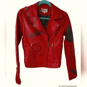 Alcott Rock Your Style - Red Graffiti Custom Leather Jacket